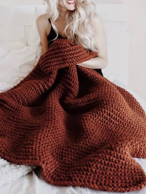 Fireside Throw Chunky Crochet Blanket Pattern by Darling Jadore