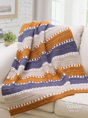 For The Love Of Texture Striped Blanket Crochet Pattern by This Pixie Creates