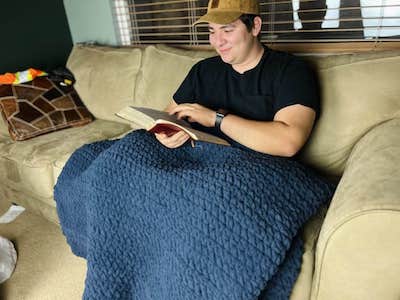 Men's Jumbo Crochet Blanket Pattern by Desert Blossom Crafts