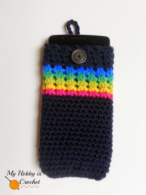 Midnight Rainbow Crochet Phone Cover Pattern by My Hobby Is Crochet