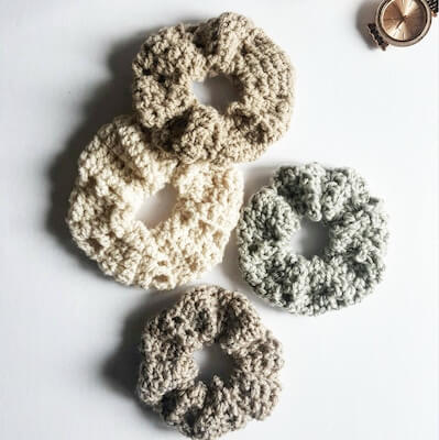 Quick Crochet Top Knot Scrunchie Pattern by White Owl Crochet Co