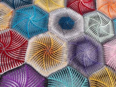 Swirly Candy Brioche Crochet Hexagon Pattern by Beba Blanket Designs