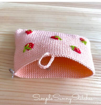 Strawberry Card Case Wallet Crochet Pattern by Simple Sunny Stitches