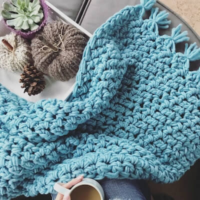 Super Bulky Herringbone Crochet Blanket Pattern by MJs Off The Hook Designs