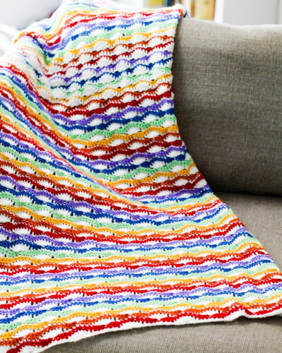 Over The Rainbow Blanket Crochet Wave Stitch Pattern by YarnHookNeedles