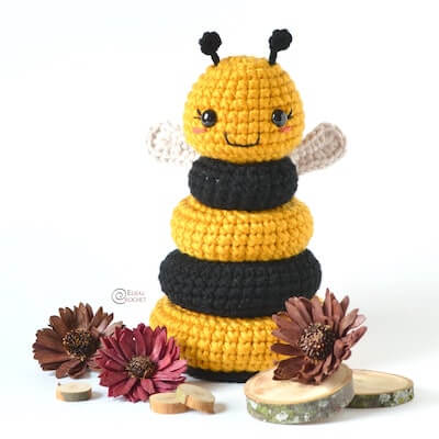 Bee Stacking Toy Crochet Amigurumi Pattern by Elisa's Crochet