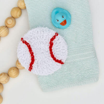 Crochet Baseball Scrubby Pattern by Red Heart