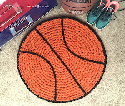 Crochet Basketball Rug Pattern by Repeat Crafter Me