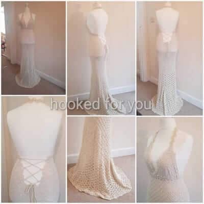 Crochet Boho Queen Wedding Dress Pattern by Hooked For You By Me