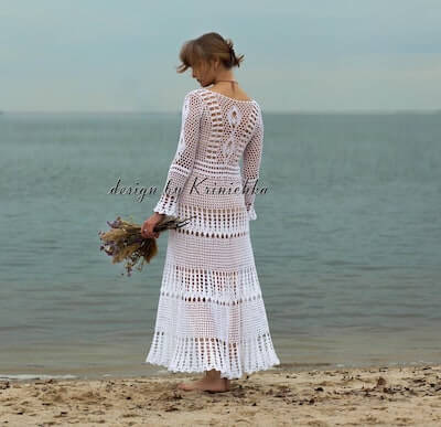 Boho Crochet Wedding Dress Pattern by Krinichka