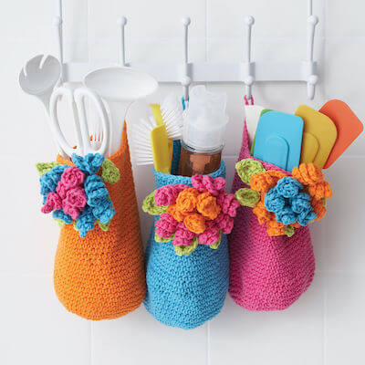 Crochet Bouquet Baskets Pattern by Yarnspirations