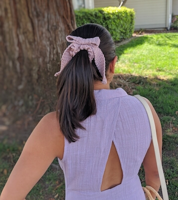 Crochet Bow Scrunchie Pattern by Darsi Stitches