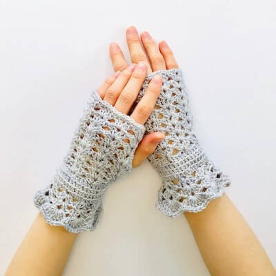 Crochet Elegant Lace Hand Warmers Pattern by Valerie Baber Designs