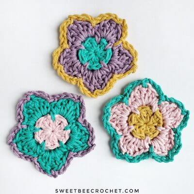 Crochet Flower Appliques For Hats by Sweet Bee Crochet