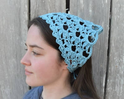 Crochet Flower Kerchief Pattern by Early Dawn Crafts