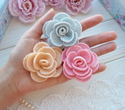 Rose Easy Crochet Flower for Hat Pattern by Vi Tasja