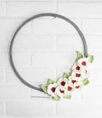 Crochet Flower Wreath Pattern by Winding Road Crochet