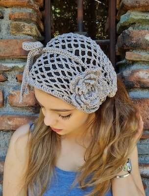 Crochet Head Scarf Bandana Pattern by Maya Kuzman