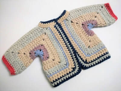 Crochet Granny Square Baby Jacket Pattern by Is Woolish