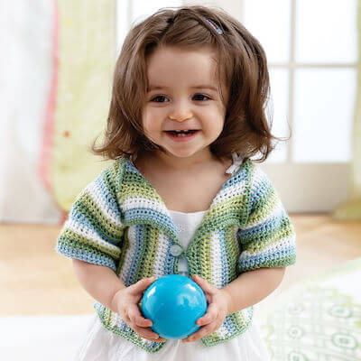 Crochet Lapel Baby Jacket Pattern by Yarnspirations
