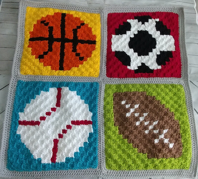 Crochet Sports Baby Blanket Pattern by Aimee Hardy