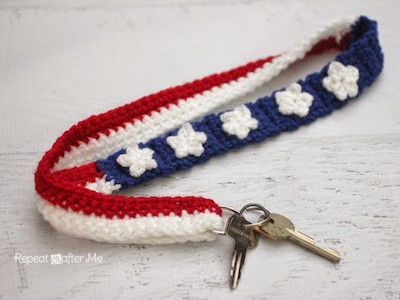 Crochet Stars And Stripes Lanyard Pattern by Repeat Crafter Me