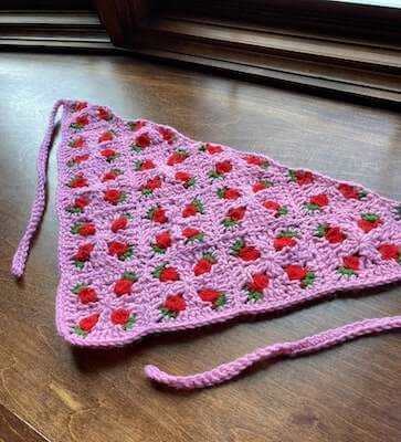 Crochet Strawberry Bandana Pattern by Punk Crochetier
