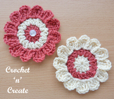Free Crochet Flower Applique Pattern by Crochet N Create
