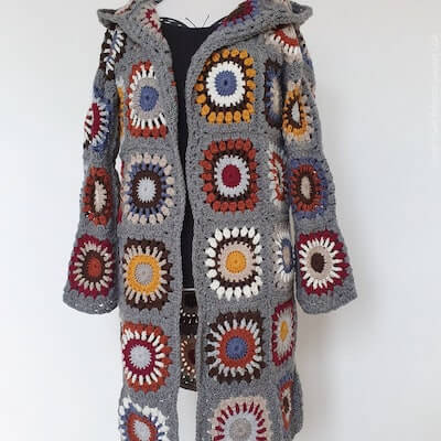 Granny Square Crochet Coat Pattern by Annah Haakt