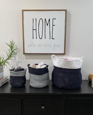 Modern Crochet Home Decor Basket Pattern by Angela Plunkett