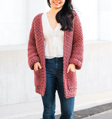 Moss Stitch Crochet Pocket Coat Pattern by For The Frills