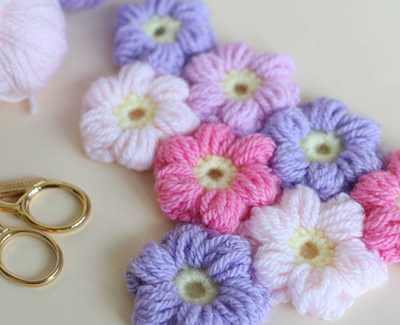 Puff Crochet Flower for Hat Free Pattern by Bella Coco Crochet