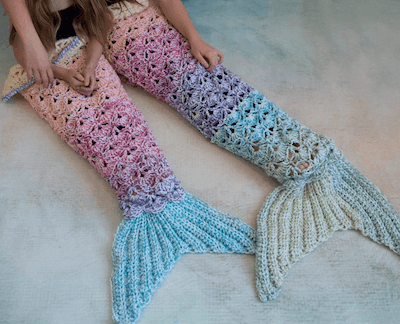 Rainbow Sparkle Mermaid Tail Blanket Crochet Pattern by MJs Off The Hook Designs