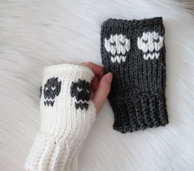 Spooky Skull Crochet Hand Warmers Pattern by B.Hooked Crochet