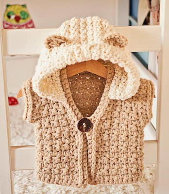 Super Bulky Hooded Vest Crochet Pattern by Mon Petit Violon