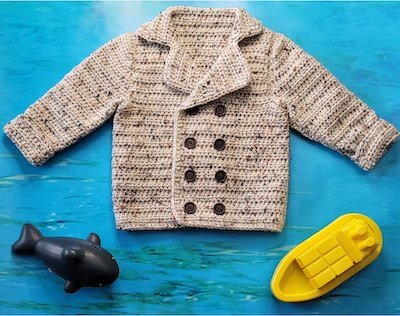 Toddler Pea Coat Crochet Pattern by Lisa Ferrel