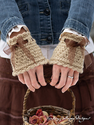 Victorian Wristers Crochet Hand Warmers Pattern by Kirsten Holloway Designs