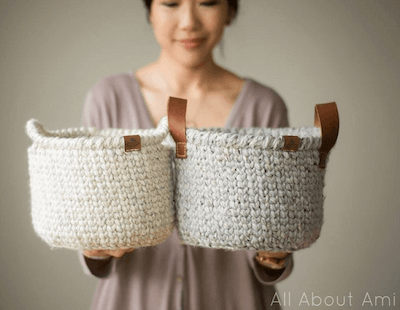 Waistcoat Crochet Basket Pattern by All About Ami