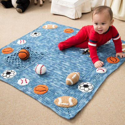 Young Athlete Blanket And Rattles Crochet Pattern by Red Heart