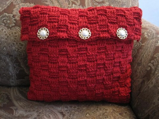Basketweave Pillow Cover Crochet Pattern by CrochetSpotPatterns
