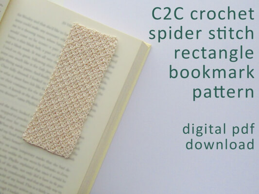 C2C Crochet Spider Stitch Rectangle Bookmark Pattern by veronilee