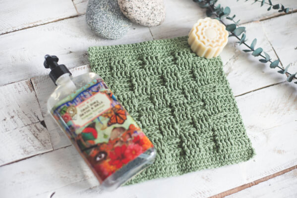 Crochet Basket Weave Stitch Washcloth Pattern by Megmade with Love
