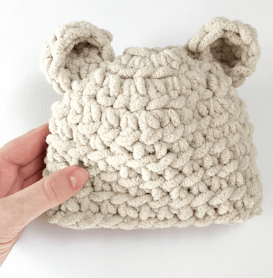 Baby Bear Hat Crochet Bernat Blanket Yarn Pattern by Sweet Everly B