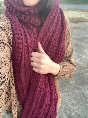 Bernat Blanket Crochet Scarf Pattern by Yarntuary