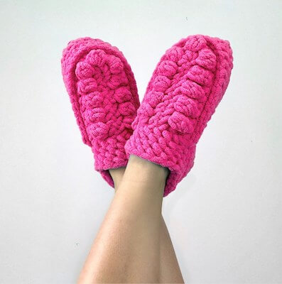 Crochet Bernat Blanket Yarn Slippers Pattern by A Crafty Concept