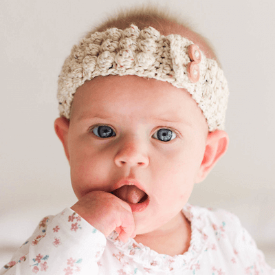 Bobble Crochet Baby Headband Pattern by Thoresby Cottage