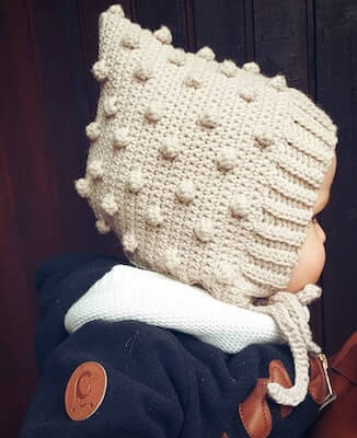 Bobble Pixie Crochet Baby Bonnet Pattern by Peach And Paige Designs