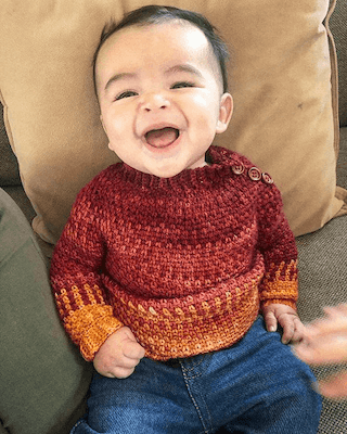 Crochet Baby Sweater Pattern by Nomad Stitches