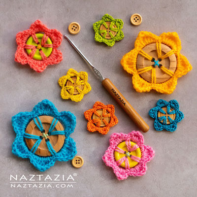 Crochet Button Flower Pattern by Naztazia