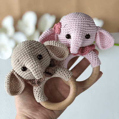 Crochet Elephant Baby Rattle Pattern by Vinera Eyer Patterns
